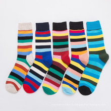 Chaussettes heureuses Femmes à rayures Coton Chaussures Fabricants Girls Crew Choches Wholesale Factory